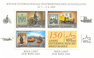 Österreich, Briefmarkenblock aus 2000, "Wien lädt zur WIPA 2000"