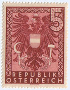 Österreich, Briefmarke aus 1945, "Wappenzeichnung, Ausgabe für die russische Besatzungszone"