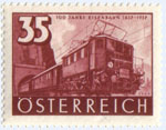 Österreich, Briefmarke aus 1937, "100 Jahre Österreichische Eisenbahn"