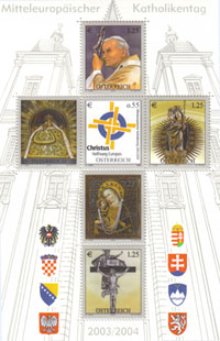 Österreich, Briefmarkenblock aus 2004, "Mitteleuropäischer Katholikentag 2004"