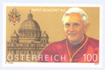 Österreich, Briefmarke aus 2007, "Papst Benedikt XVI, 80. Geburtstag"