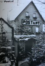 Weihnachtsbeleg der Post mit einem Foto des alten Postamtes